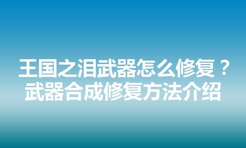 王国之泪武器怎么修复？武器合成修复方法介绍